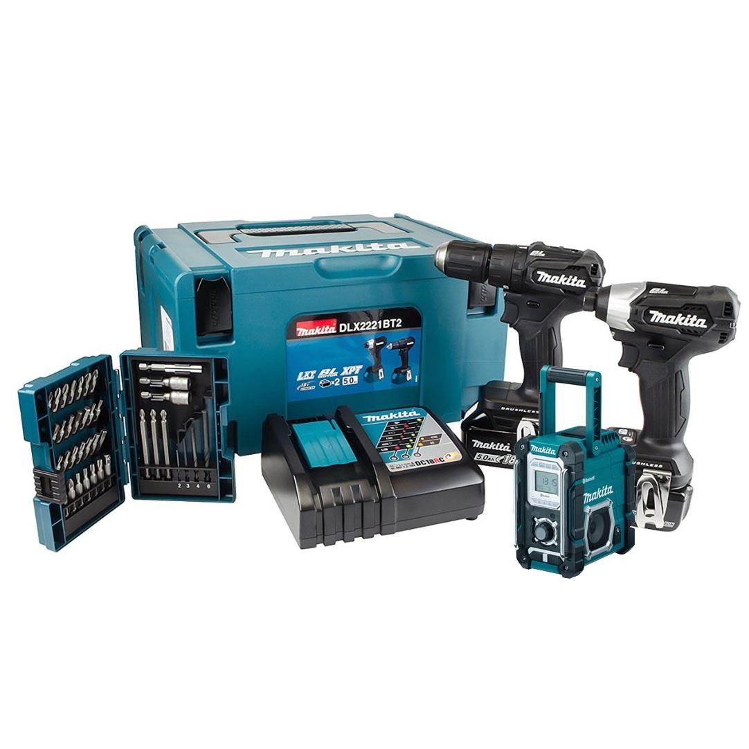 Makita Dlx2221bt2 18v Combi Drill and Impact Driver Kit c/w 2x5.0ah Li