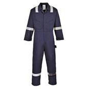 F813 Iona Large Navy Coverall c/w Hi Vis Reflective Stripes