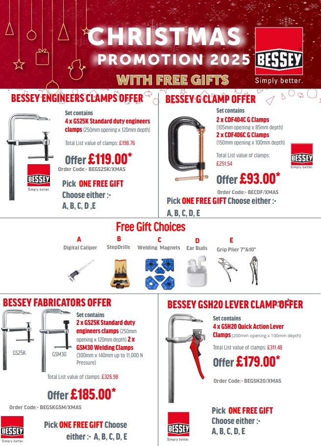Bessey Clamp Christmas Promotion for 2025 -*VALID TILL 31st DECEMBER 2025*