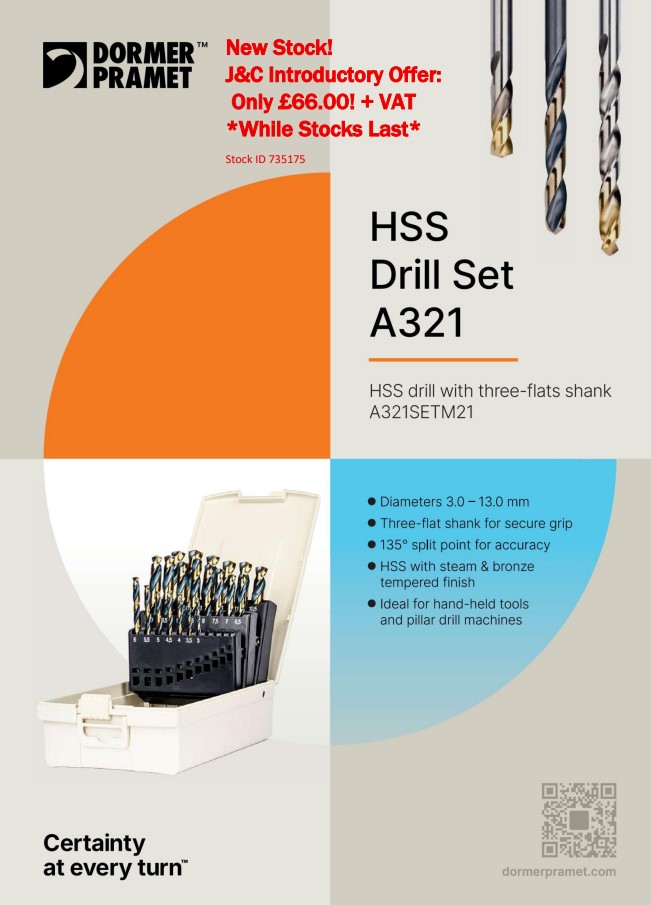 DORMER A321 21PCE HSS POWER TOOL DRILL SET *WHILE STOCKS LAST*