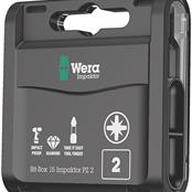 Wera 15pce PZ2 Impaktor Screwdriver Bit Box c/w Foc 897/4 Impaktor Bit Holder