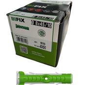 (easy Tub Of 100) 8x45mm Bi-Fix Nylon Anchor With Screw