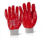 (pack Of 10prs) Size 10 Xlarge Fully Coated Red PVC k/w Gloves