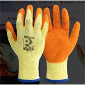 (pack Of 10pairs) Pred Amber Size9 Large Orange Grip Latex Dipped Gloves