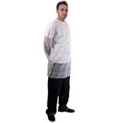 ST Medium White Non Woven PP Disposable Visitors Coat With Poppers