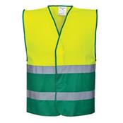 J&C YELLOW/GREEN HI VIS TWO TONE WAISTCOAT