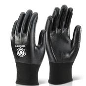 (pack Of 10prs) Click Size9 Large Black Fully Coated Nitrile Gloves