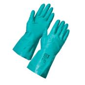 (pack Of 10prs) NCG Large 31.5cm Green Nitrile Rubber Flock Lined Chemical Gloves